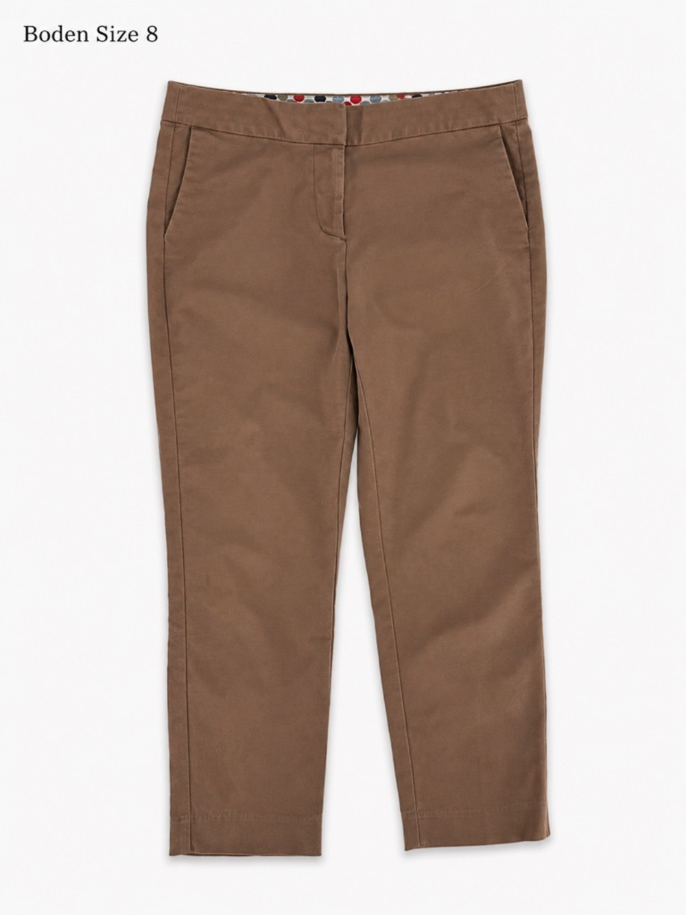 Boden Classic Pants Cropped Slim Ankle Brown Size 8